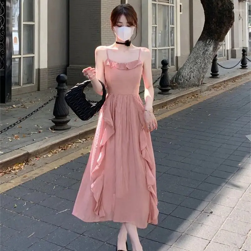 Casual Cotton Midi Dress with Square Collar and Flutter Sleeves for Juniors,  Pink, Mid-Calf Length from Dhgate Basic & Casual Dresses - price 26.01