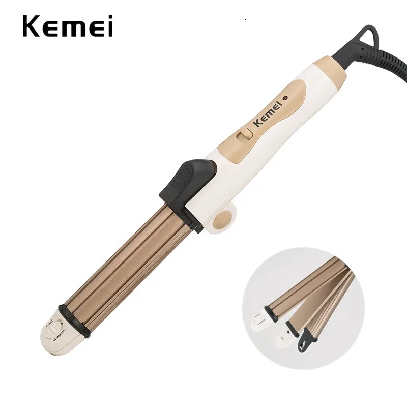 Kemei foldable hair straightener straightening iron ceramic coating flat irons curling corn styling tools curler women 240423