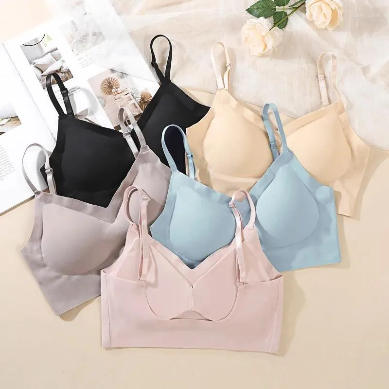 CAMESOLEN Tanks Lady Sexy ondergoed naadloze binnenkleding Basis Spaghetti -band Bra Hoge elastische ademende veiligheid Push omhoog