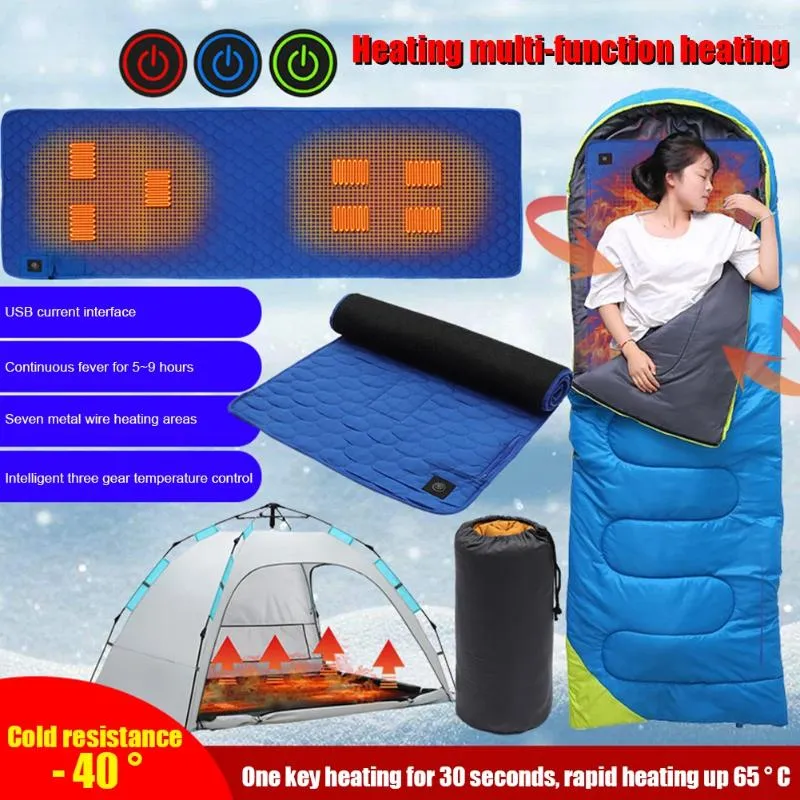 Mattor Multifunktionella camping Sovmadrass Isolering Elektrisk uppvärmd mattor 7 Zonområden Fällbara bärbara utomhuslägerförsörjningar