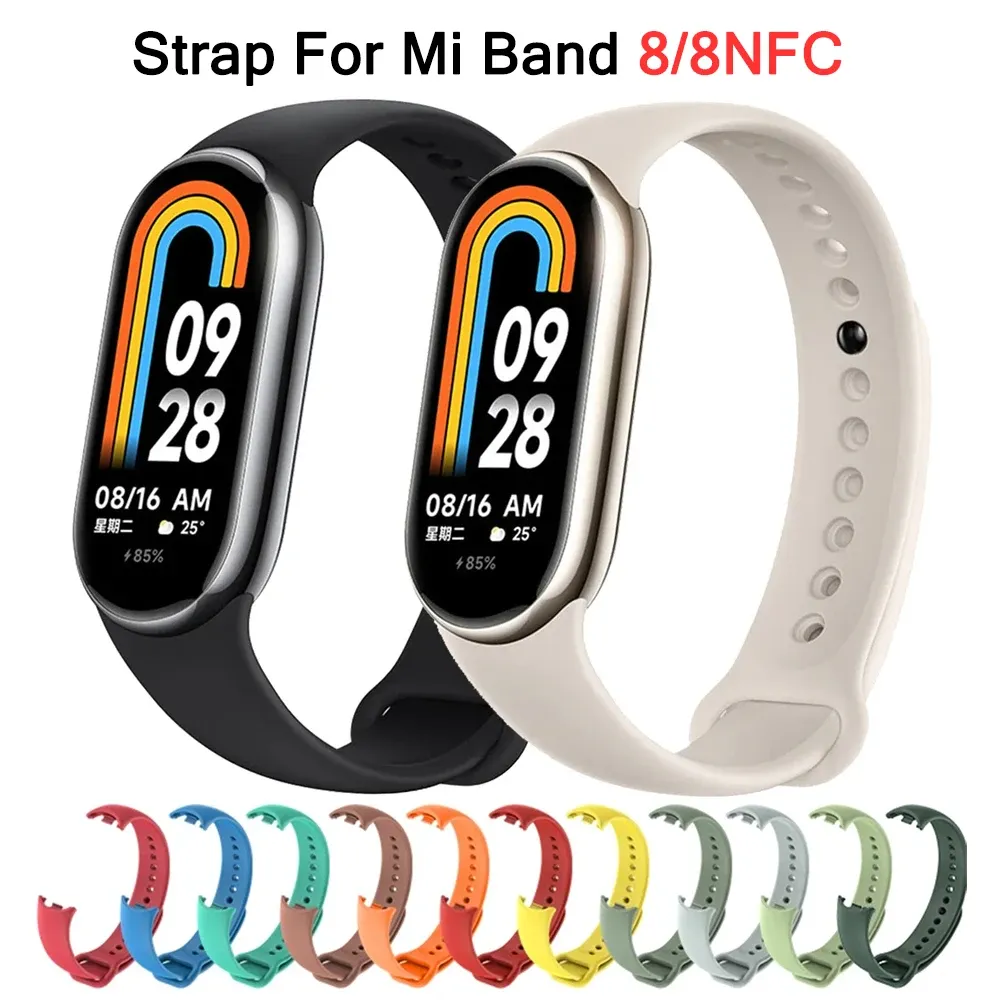 Sangle de dispositifs pour Xiaomi Mi Band 8/8 NFC Bracelet Silicone poignet Miband 8 NFC Remplacement Pulsera Correa Sport Sprpe pour MI Band 8