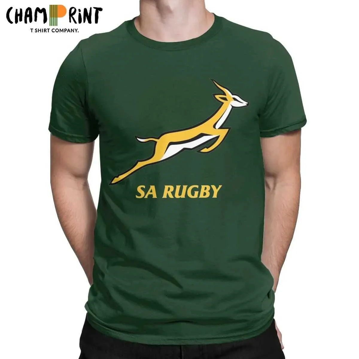 T-shirts voor heren Zuid-Afrik Springbok Rugby Men T Shirts Nieuwheid T-shirt Korte mouw Crewneck T-shirts Cotton Classic Tops T240425