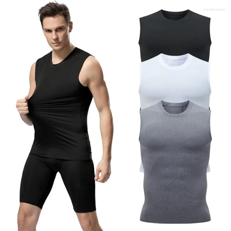 Camisas de compressão do corpo masculino Men tanques de tanques sem mangas Slimmirt Shaper Shaper Ginout Base Base Base Camada Athletic Tee Black