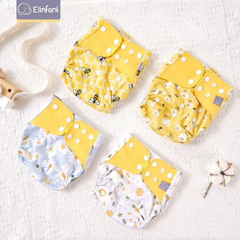 Подгузник Elinfant Ecofriendyly Grey сетчатая ткань Новая 4pcs/Set Washable Pocket Regumatable Mrecalable Fralda Ecological Cloth Diaper