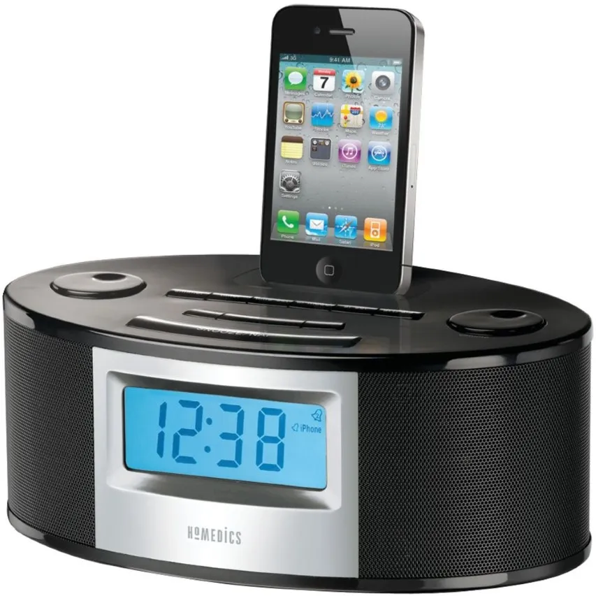 Homedics SS-6510 SoundSpa Fusion AM FM Alarm Clock Radio with iPOD Docking Station 6 Natural Sounds and LCD Display202B