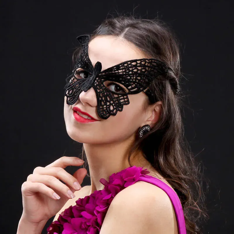 Halloween Masquerade Black Lace Eye Masks Party Visor For Women Festive Fashion Venetian Costumes Carnival Sexy Ladies Queen Dance Nightclub Party Half Face Mask