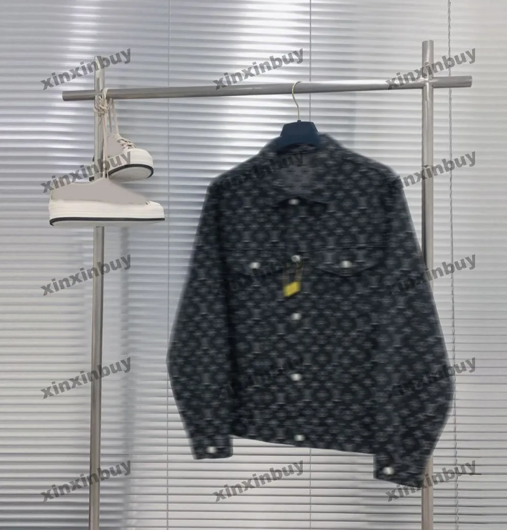 Xinxinbuy Men Designer Coat Jacket Jacket Jacquard Fabric Denim Set1854 Femmes à manches longues Black Blue Bleu vert S-3XL