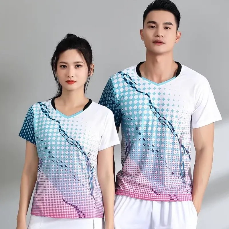 Jerseys Men / femmes Table Tennis Ping Pong Badminton Tshirt Training Exercice Sport Vêtements Breffant Quickdry Tissu de haute qualité