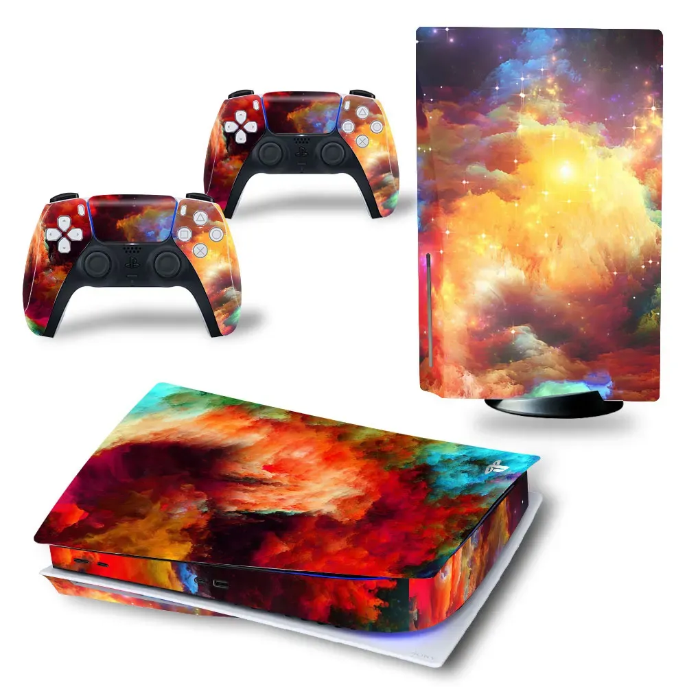 Autocollants pour PS5 Standard Disc Edition Console et 2 contrôleurs Starry Sky Skin Skin Sticker Amovable Cover PVC Vinyle