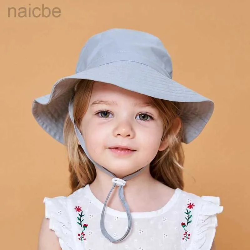 CAPS HATS SOMMER BABY SUN CAP Childrens Sun Hat For Girls and Boys Outdoor Neck Ear Cover Anti UV Kids Beach Caps 0-8 år D240425