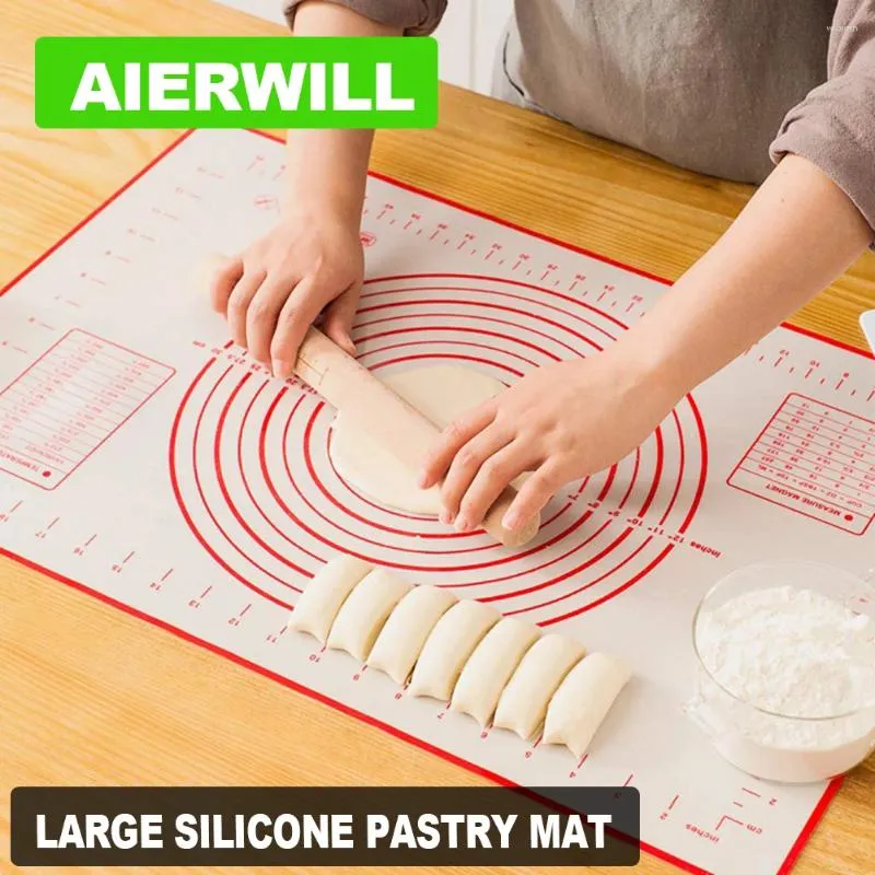 Table Mats 40X50CM White And Red Kneading Dough Mat Silicone Baking Pizza Cake Maker Kitchen Cooking Grill Gadgets Bakeware