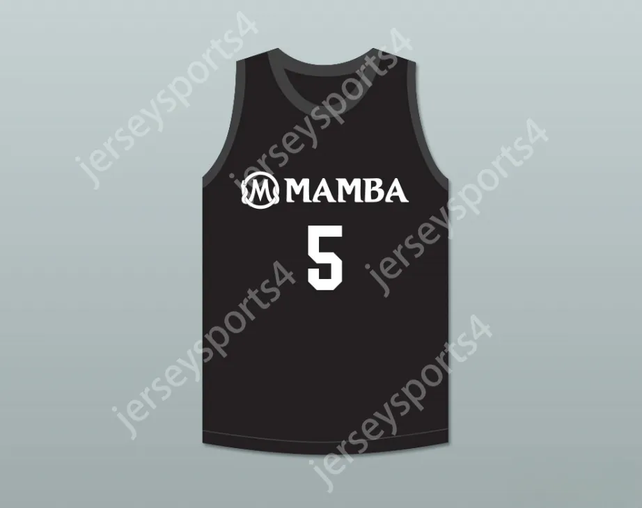 カスタム任意の名前番号メンズユース/キッズアリッサアルトベリ5マンババラーブラックバスケットボールジャージートップステッチS-6XL