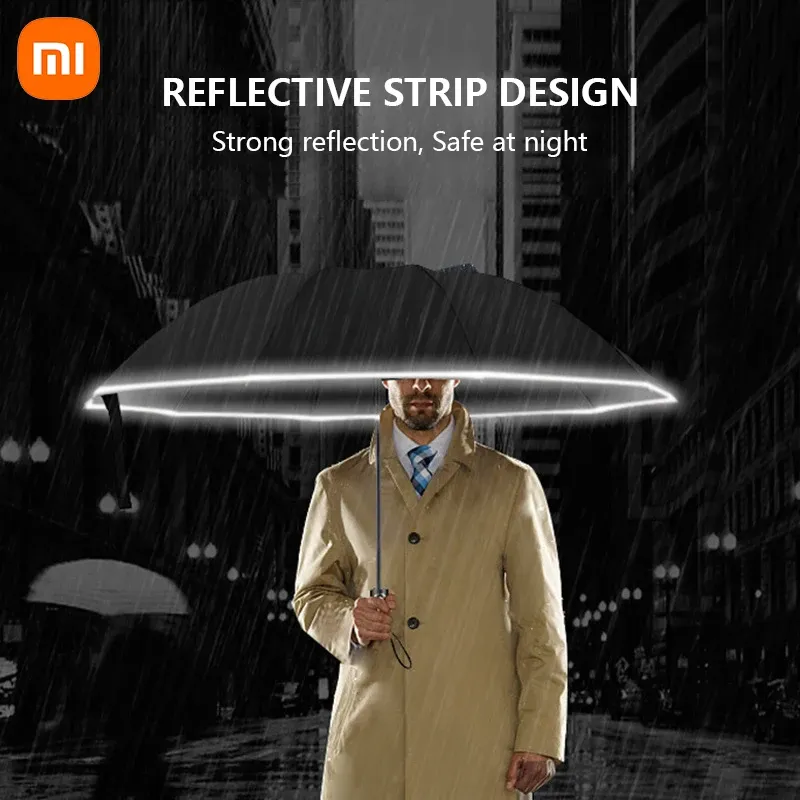 Contrôle xiaomi Reflective Strip Umbrella 10 os entièrement automatique parasol de pliage inversé entièrement automatique parasol