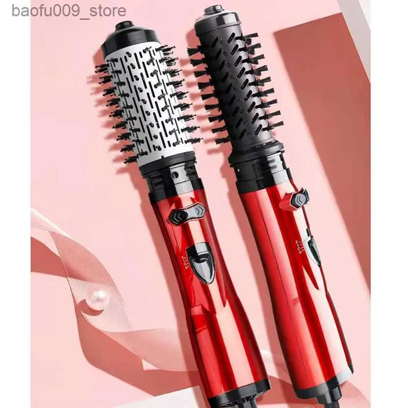 Curling Irons 3-in-1 rotating electric straight hair brush curler dry brush hot air comb negative ion hairstyle comb Q240425