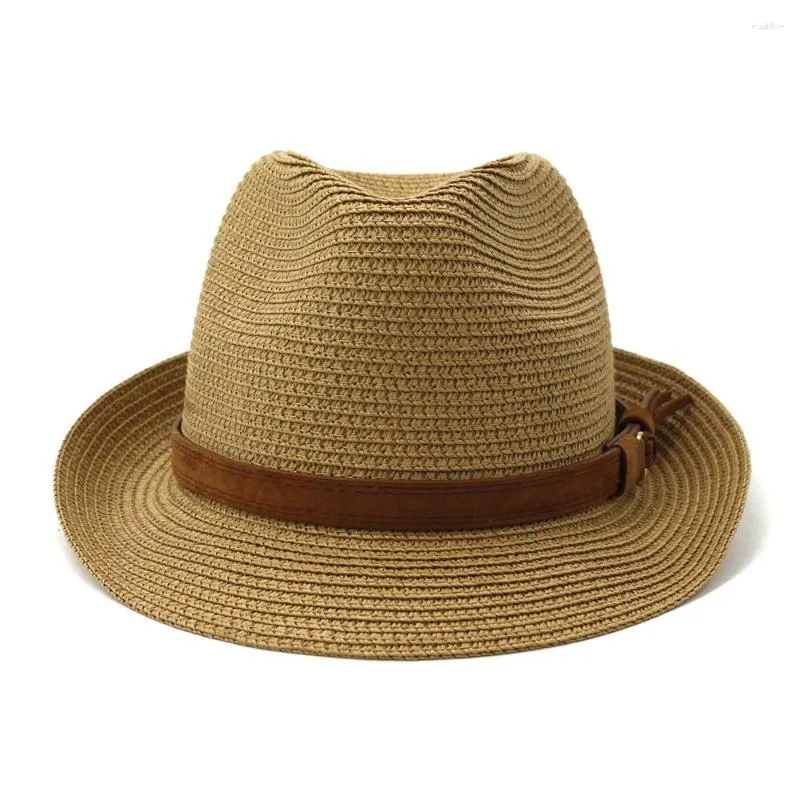 Berets Vintage Summer Strohhut coole Männer Fedora Panama Paper Retro Hüte für Mann Frauen Solid Fedoras Cap