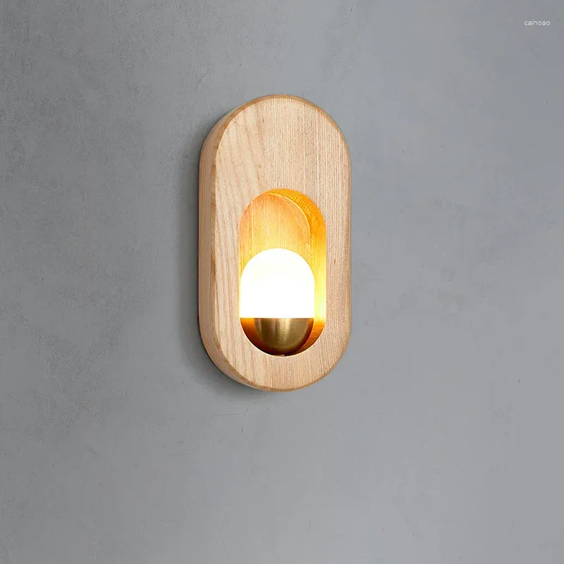 Lampa ścienna japońskie drewniane lampy do sypialni przyśród nosek schodowe z G4 żarówka powierzchniowa drewniane lampy halowe dekoracje wewnętrzne