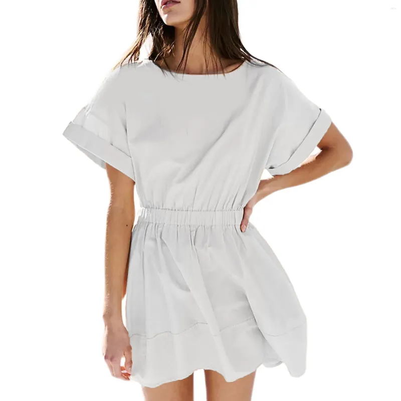 Casual Dresses Women Summer Square Neck Short Sleeve Cutout Cut Out Midjeparty Tiered A Line Dress DamesKleding Grote Maten