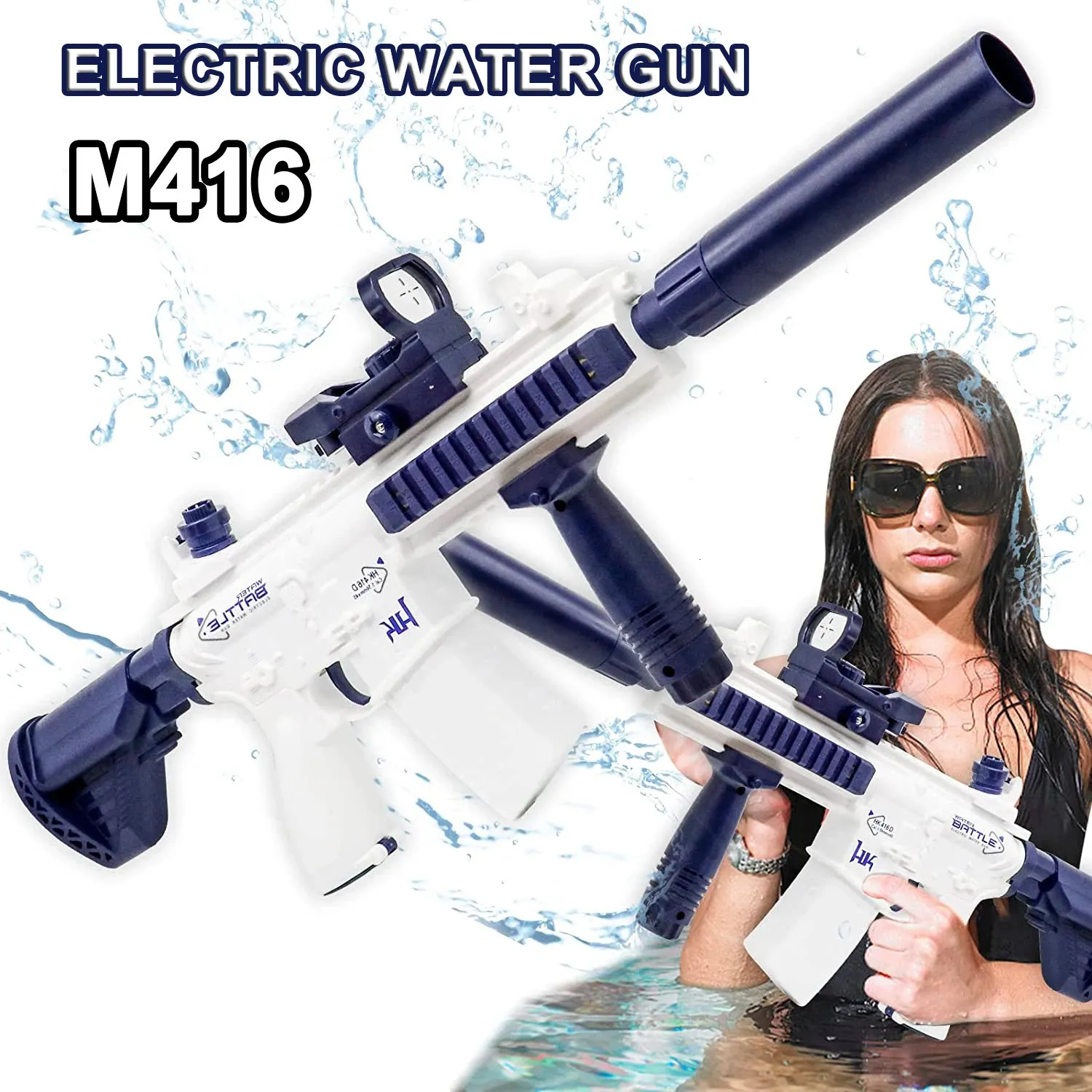 M416 Water Gun Electric Glock Full Automatic Pistol Shooting Toy Outdoor Beach Water Beach Toy Gun For Kids Boys Girls Adults 240420