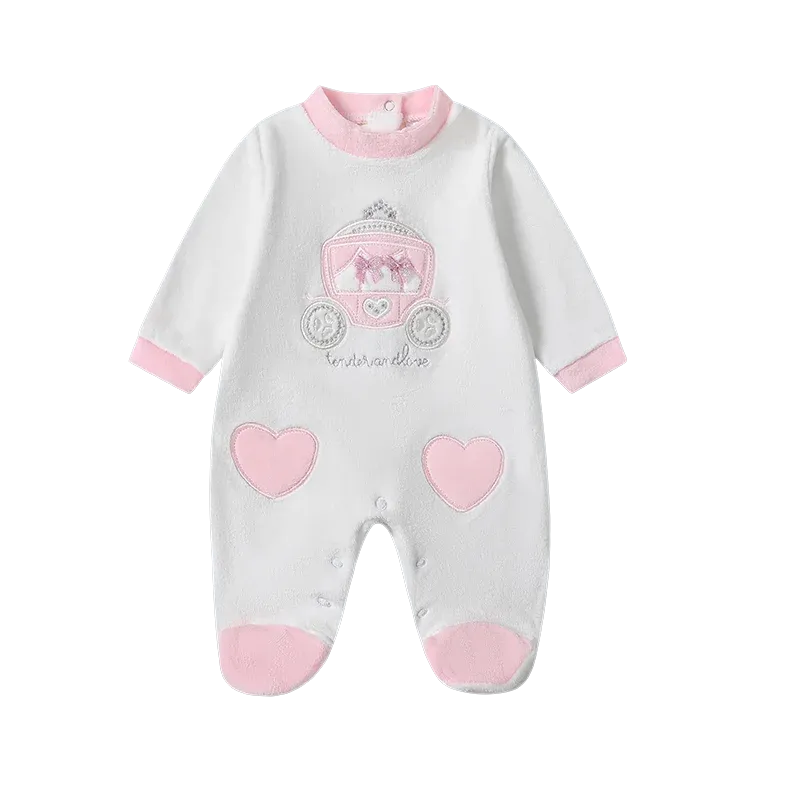 One-Pieces 2023 AUTUMNE VELVET VELVET NE nouveau-né Baby Ramber Girl Casual Migne Deer Broidered Fisumes Jumps Suit Rompers Baby 012M