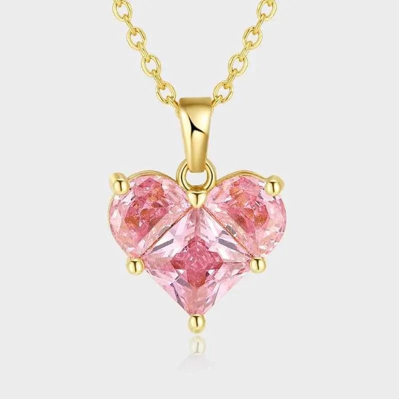 Anhänger Halsketten Mode Nischendesign High-End Rosa Künstliche Edelstein Liebe Halskette Damen Allgleiches Einfache_voghion.com