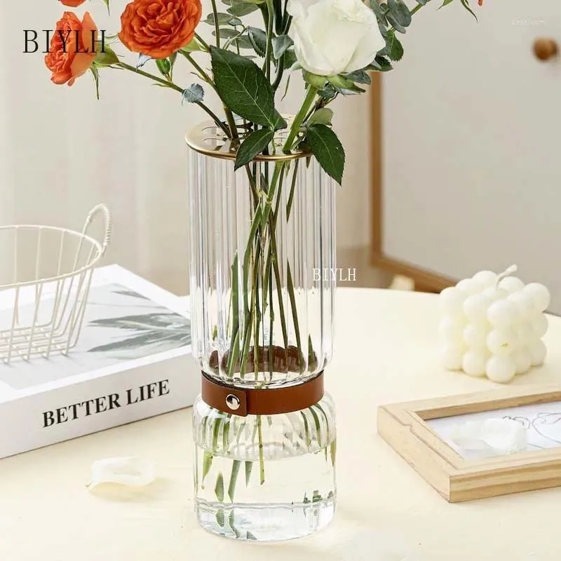 Vases Nordic Style Transparent Vase Vase Multifonctionnel Florial Arrangement de fleurs Décoration de maison Ornements de plante hydroponique