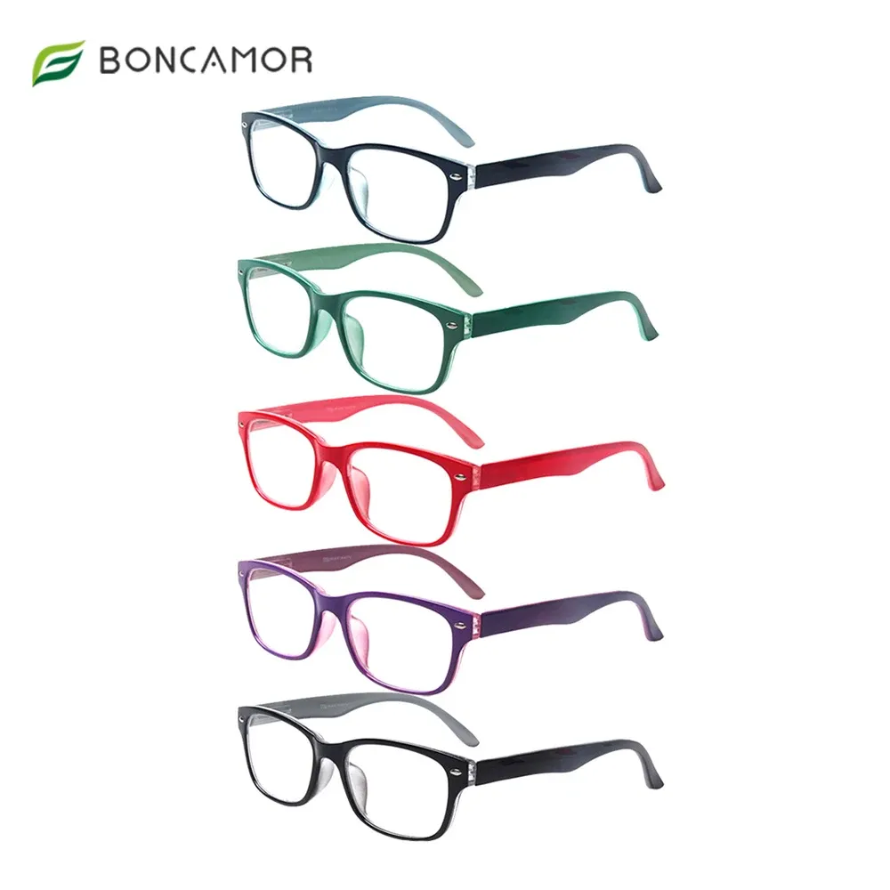Lenses Boncamor 5 Pack Reading Glasses Spring Hinge Men and Women Hd Readers Prescription Diopter Eyeglasses +1.0+2.0+3.0+4.0+5.0+6.0