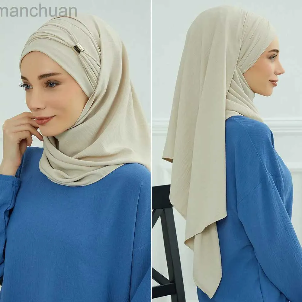 Hijabs Capas de hijab interiores convenientes Musulmán Bonte de moda Subscarf para mujeres Turbante casual transpirable suave y transpirable Mujer D240425