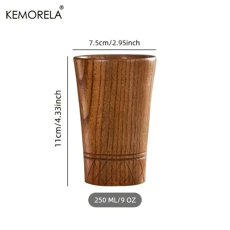 Tumblers ahşap çay bardağı el yapımı doğal japonya tarzı bira kahve süt kupası mutfak barı içecek içecek h240425