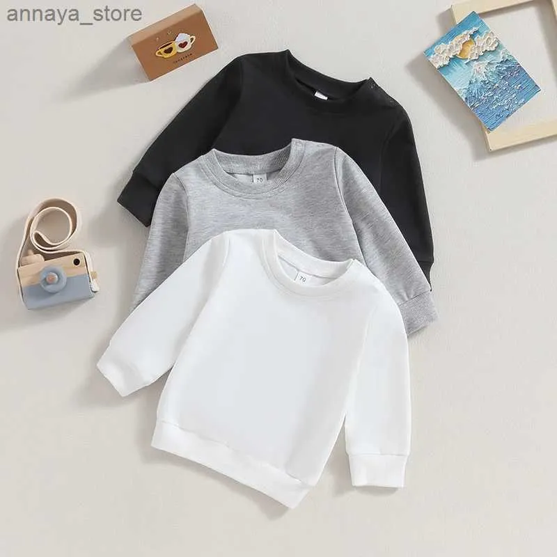 T-shirty maluch dziecięce chłopcy bluzy jesienne długie rękaw Crewneck solidny kolor pullover jesienne topy dziecięce koszulka koszulka