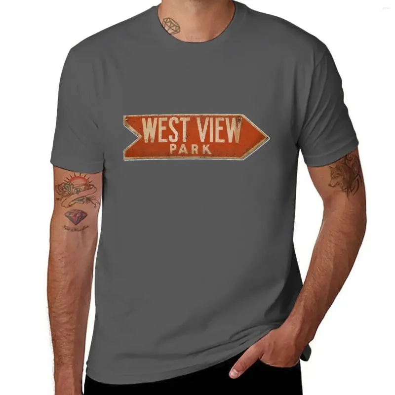 Męskie Polos West View Park Znak T-shirt ponadgrzeznaniowy Animal Prin for Boys Heavyight T koszule dla mężczyzn