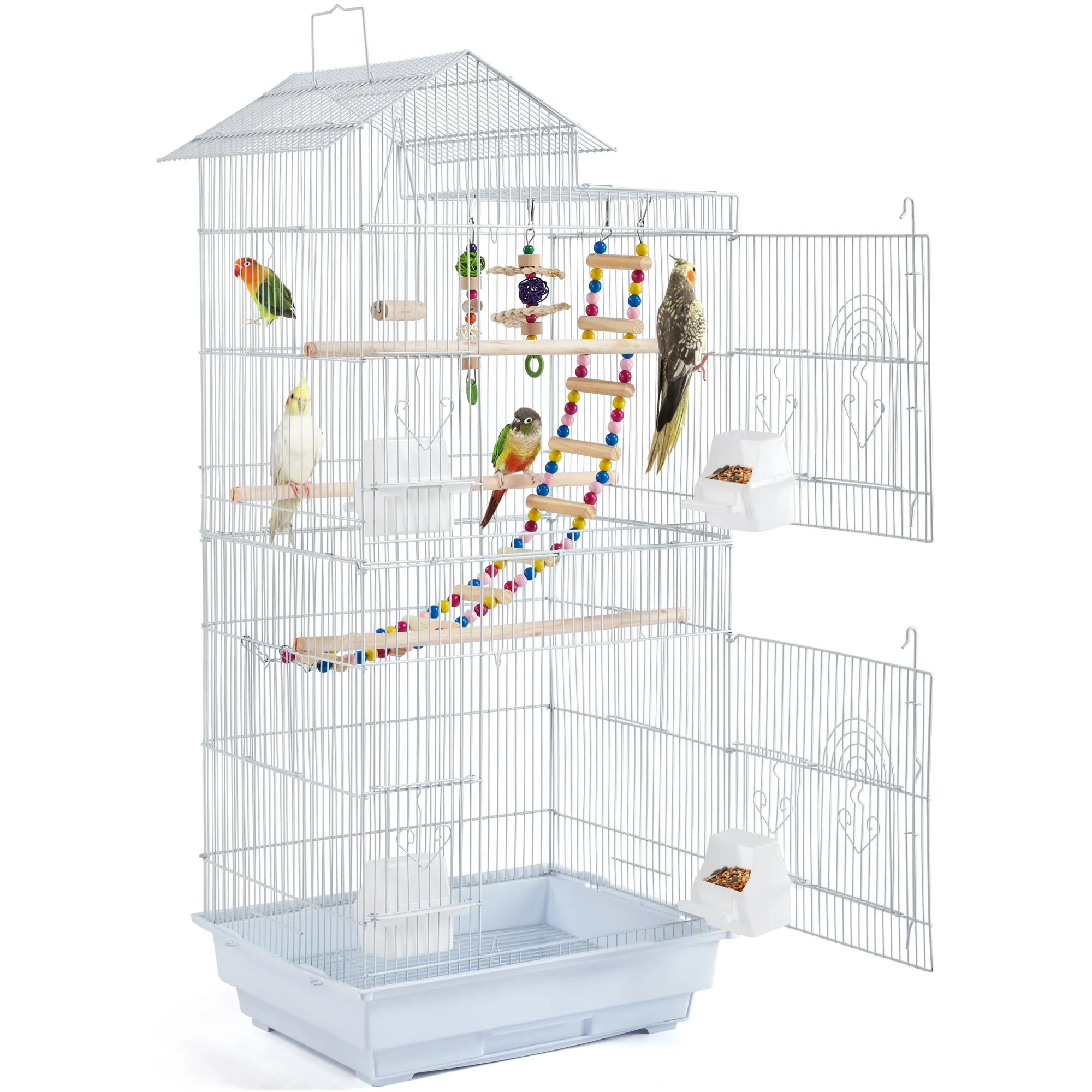 Topeakmart White Metal Bird Cage 39 In Multi Tiered... From ...