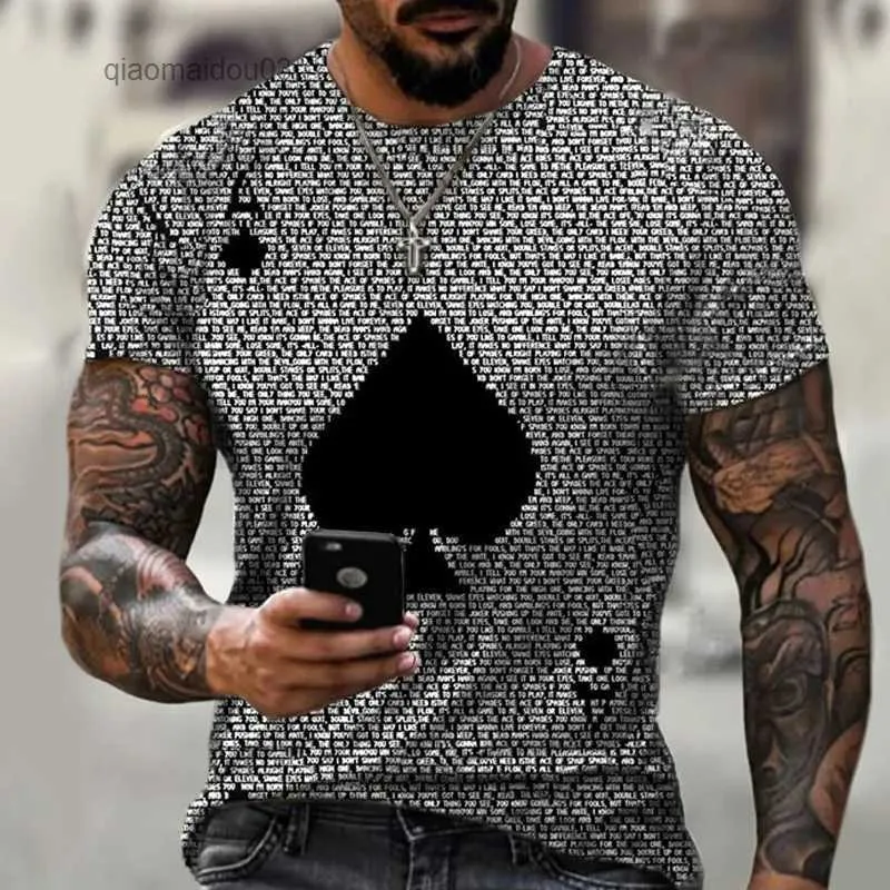 T-shirt maschile 2021 Summer Street Fashion Graffiti Mens Spades A Coppie 3D Caratteri creativi Casualmente Casual Tirtl2404