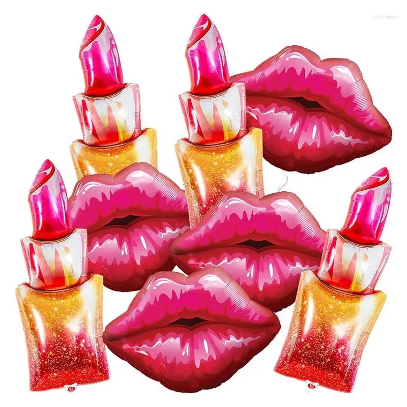 Party Decoration 8pcs Giant Red Lipstick Balloon Lips Balls Wedding Makeup Theme Girls Valentine's Day Birthday Bridal Decor