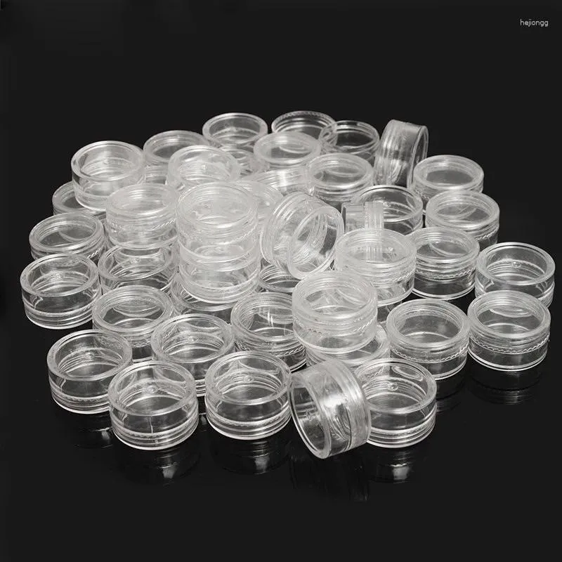 Bouteilles de rangement 10-50pcs 2,5 g d'échantillon transparent de crème transparent mini conteneurs cosmétiques pot transparent pour les arts de l'ongle petit