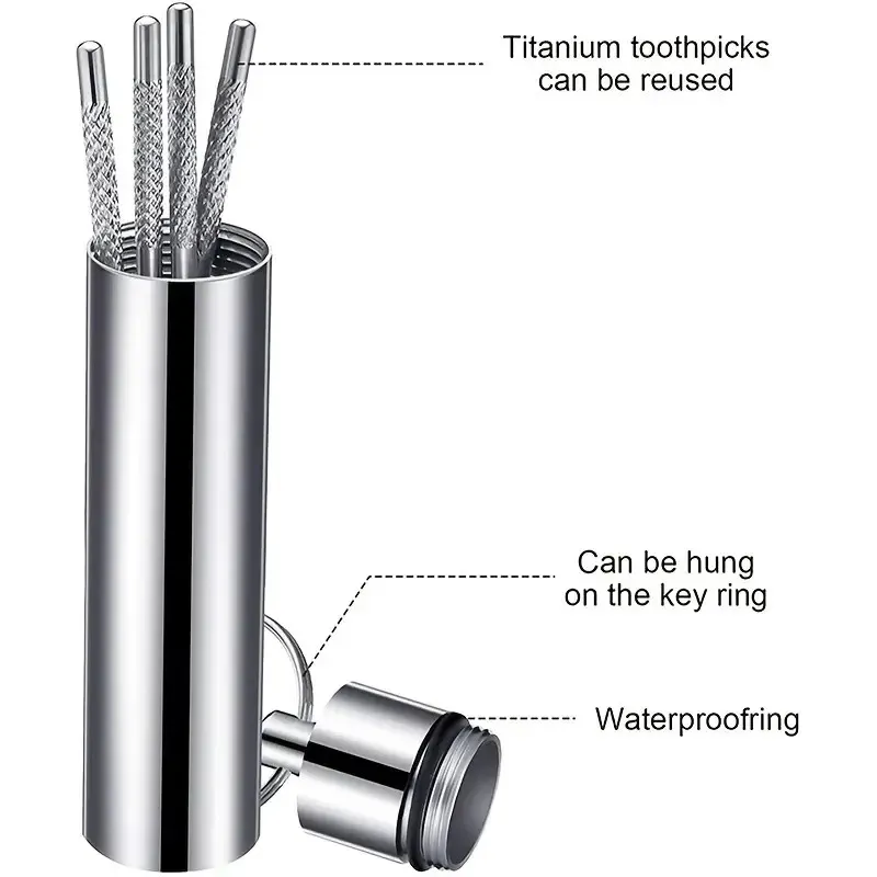 7strostfritt stål tandpetare set tandtrådning återanvändbar tandpetare bärbar tandpetare tandtrådens renare oral rengöring