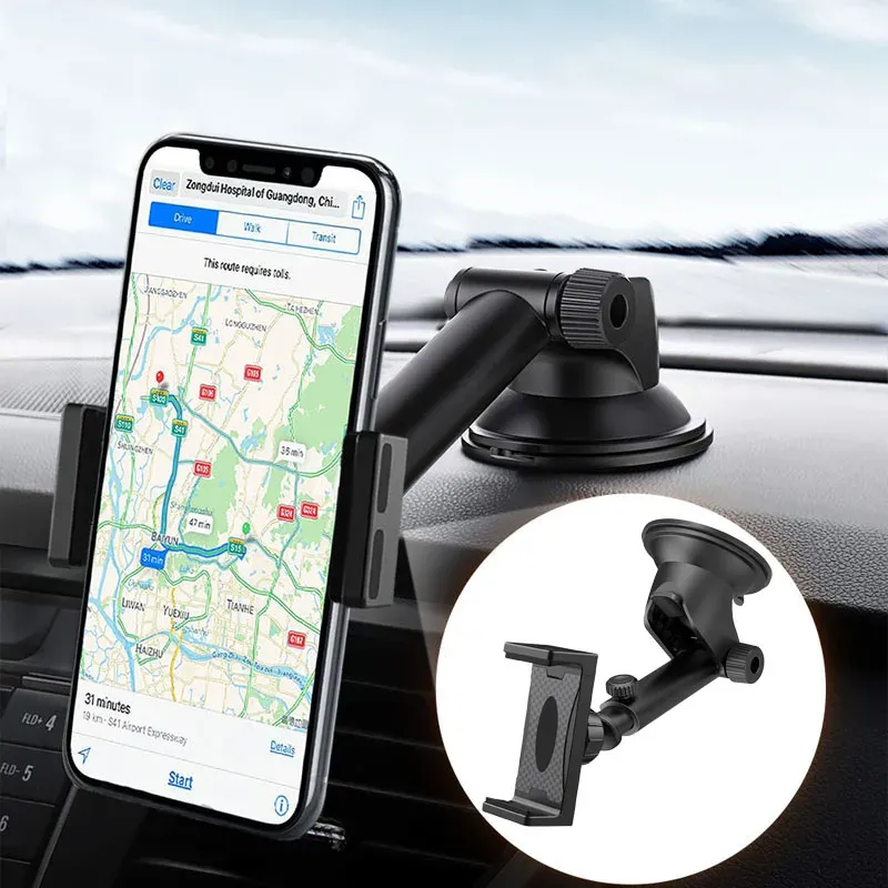 Stands XMXCZKJ Telescopic Car Clip Mobiltelefon Holder Sug Cup Car Windshield Dashboard Telefonhållare för iPhone 11 Samsung Xiaomi 9