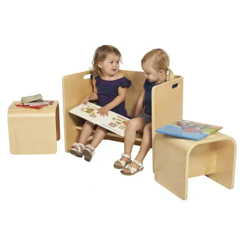 ECR4KIDS Bentwood Mehrzwecktisch und Stuhl Set Kids Furniture Natural 3Piece 240410