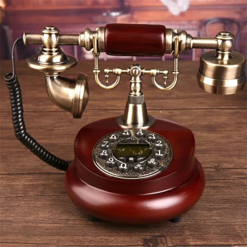 Accessories Antique Corded Telephone Resin Fixed Digital Retro Phone Button Dial Vintage Decorative Telephones Landline for Home Office