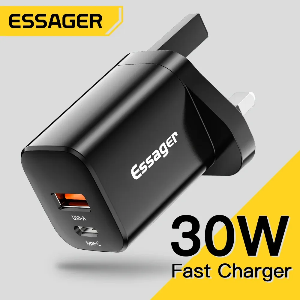 Chargers Essager PD 30W USB Type C Зарядное устройство для iPhone 13 12 Pro Max Samsung Portable Dual Port QC3.0 Typec Charger Adapter Adapter