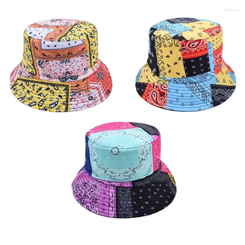 Berets Bucket Hat in Cotton Made Unisex Summer Beach Shats Outdoor Cap для женщин мужски контрастируют цвет солнца UV Prote