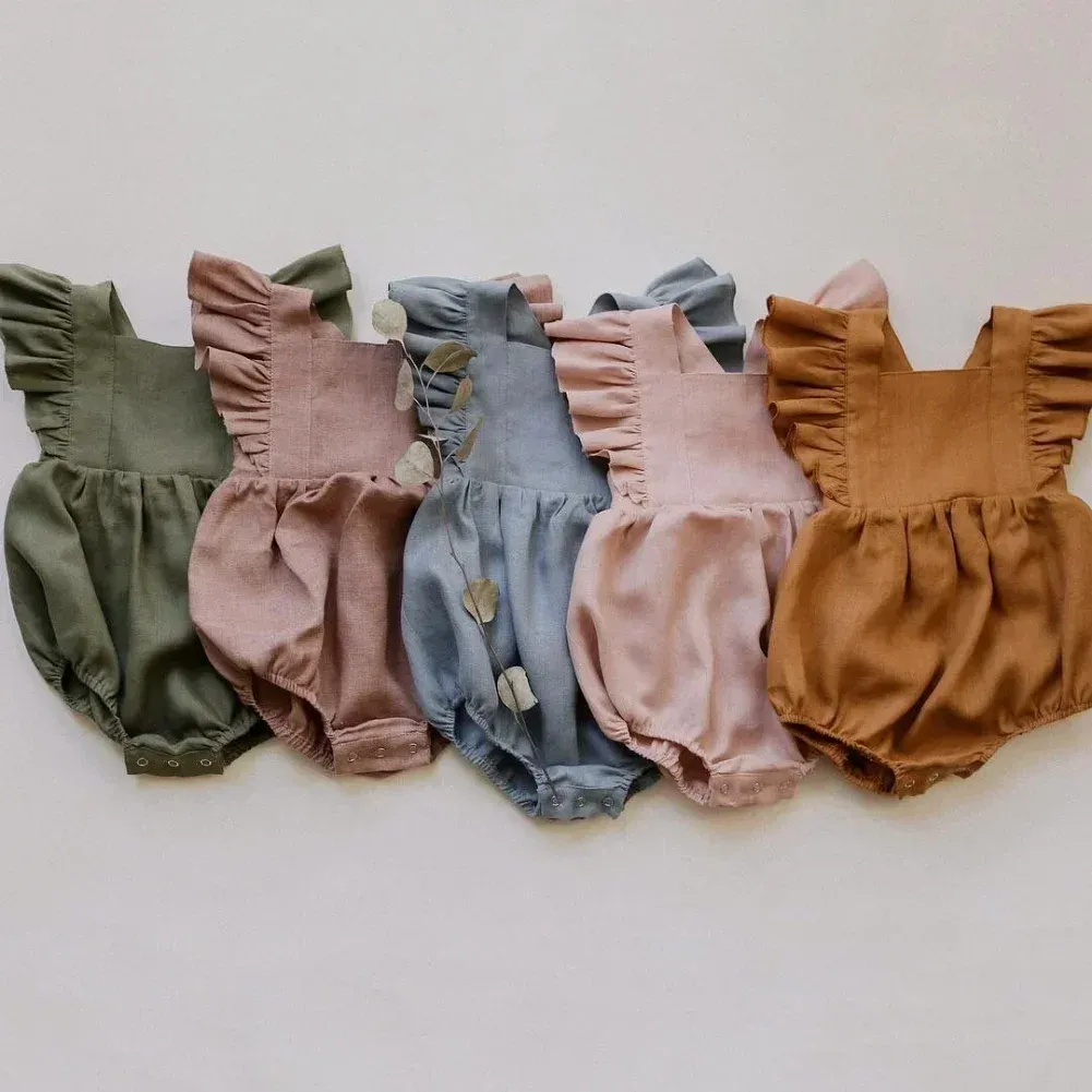 One-pièce pour les bébé-nés de l'été Babes filles Rompers Ruffles sans manchette de sangle de sangle de combinaison