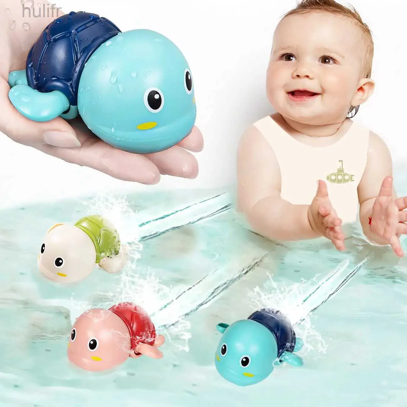 Rompers Baby Bath Toys Bathing Cute Swimming Turtle Whale Pool Beach Classic Chain Clockwork Water Toy For Kids Water Spela Toys D240425