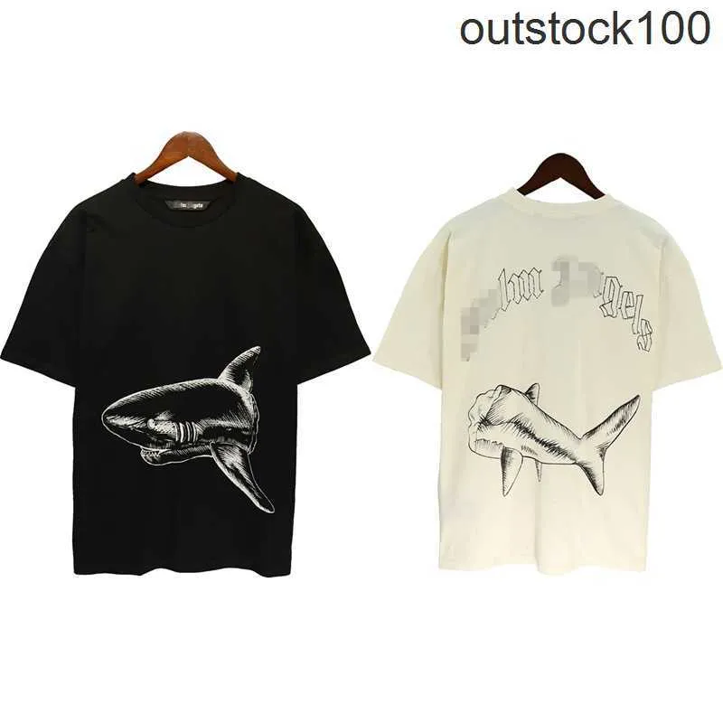 High end designer clothes for Paa Angles Trendy Sketch Broken Shark Letter Short Sleeve T-shirt for Men Women High Street Half Sleeve With 1:1 original labels