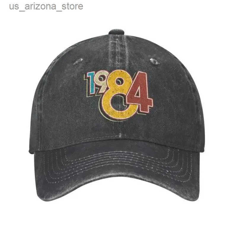 Caps de bola punk algodão retro 1984 chapéu de beisebol feminino design retro ajustável 39º aniversário 39º Dadd Hat Sports Q240425
