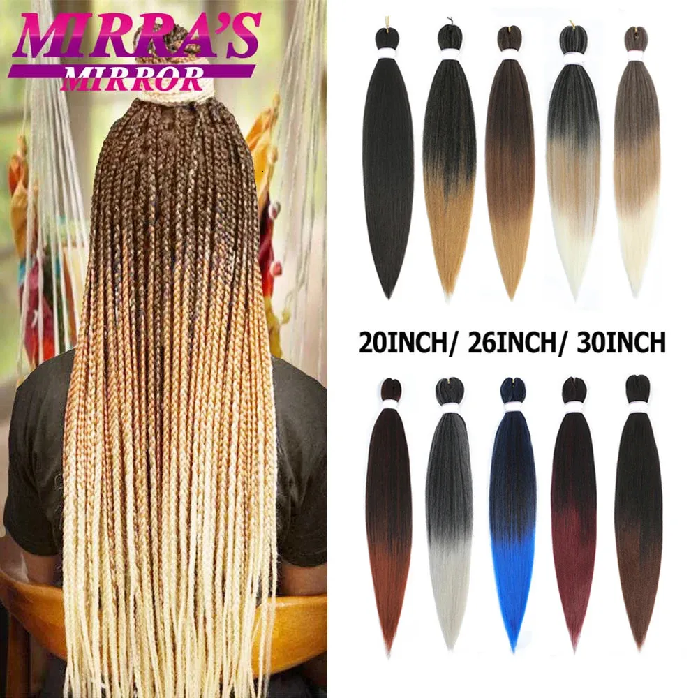 Wstępnie rozciągnięte warkocze Ombre Jumbo Braids Hair Yaki Prosty syntetyczny warkocz 1/3/6/8/10 PCS Bulk Mirras Mirror 240424