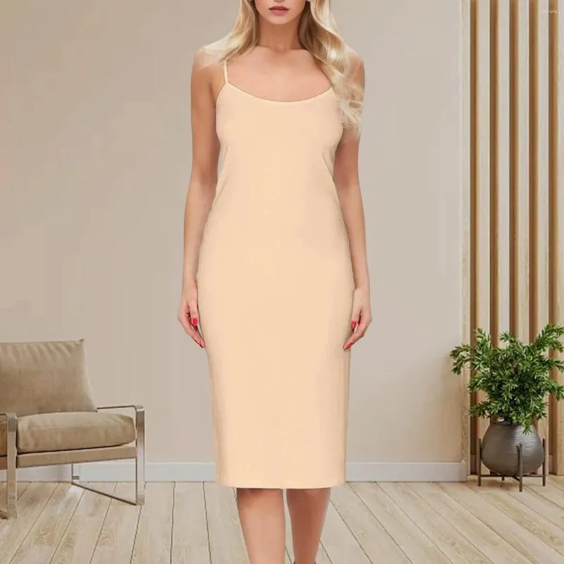 Casual Dresses Elegant Slip Sheath Dress For Women Sexy Sleeveless Solid Color Midi Vacation Party Night Lady Vestidos Ropa