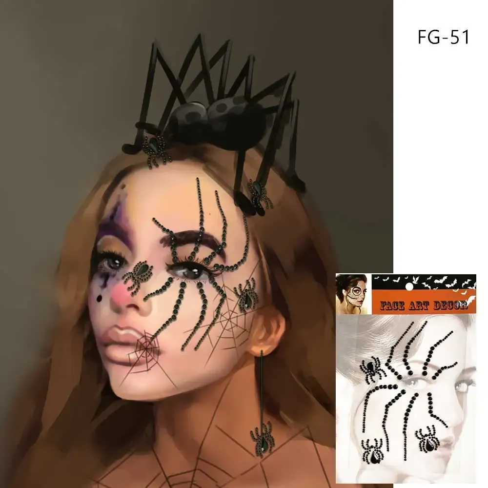 Tattoos Black Spider und Snake Designs Halbgesicht Make -up Dekor Ideal für Ihr Halloween und Party