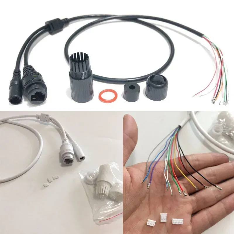 Laddare CCTV POE IP -nätverkskamera PCB -modul Video Kabel 65 cm Lång RJ45 Kvinnliga kontakter med Terminlas Waterproof Cable