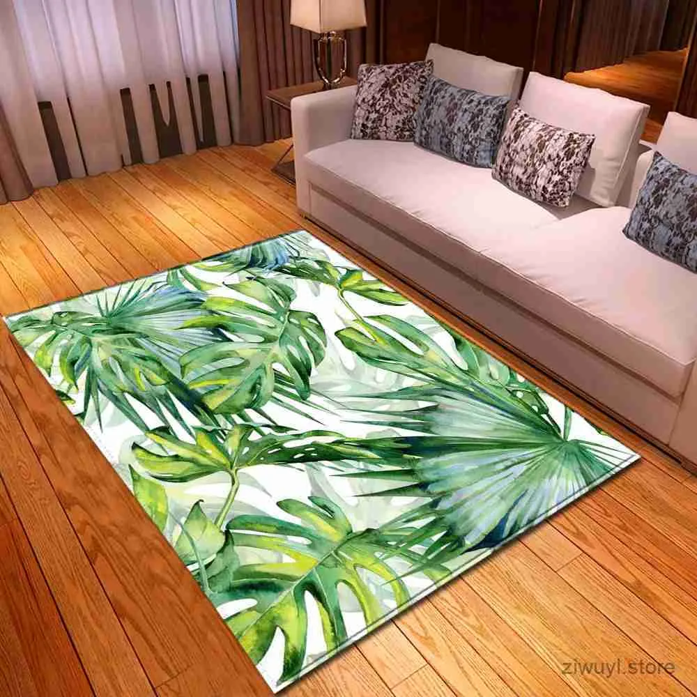 Carpets Carpet de plante tropicale pour le salon Fleurs Feuilles Père Modèle Modèle Entrée Paillit Soft Anti-Slip Grand Rapier Home Decor