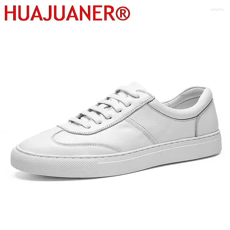 Scarpe casual uomini sneaker vera pelle di alta qualità piatti da esterno uomo comodi mocassini bianchi non slip